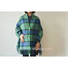 100% acrílico plaid señoras ponchos de invierno y chales